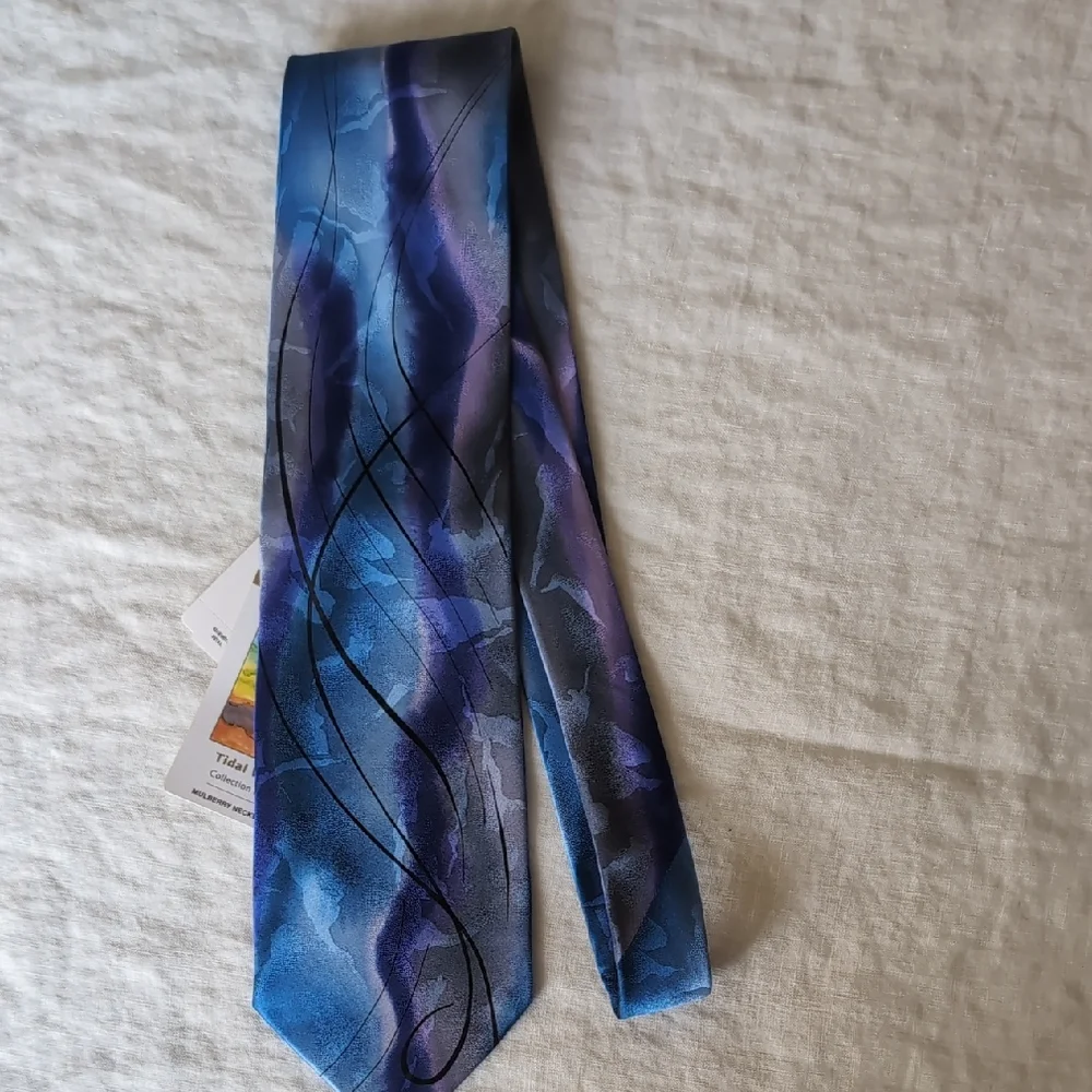 J. Garcia Blue and Purple Artistic Tie - Picture 1 of 2